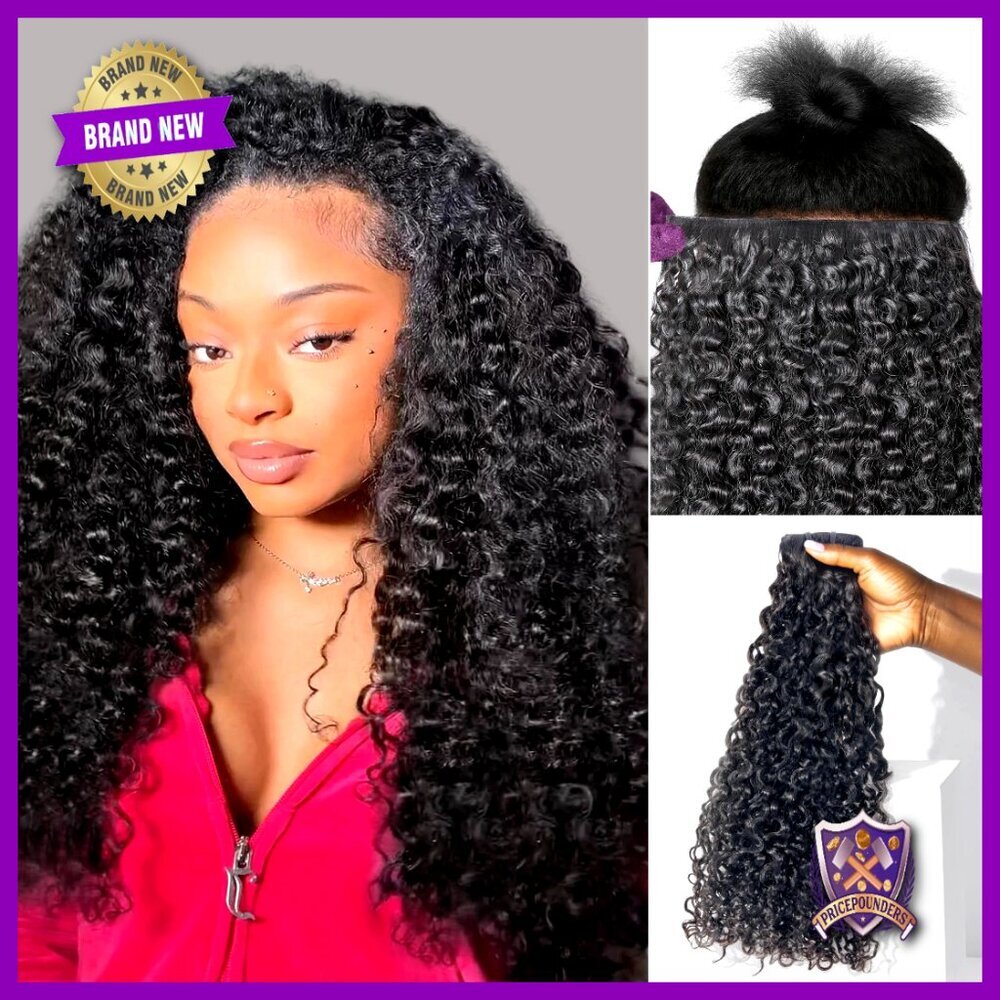 Invisible Clip-In Hair Extensions Messy Curly Real Human Hair 20 Inch 6pcs